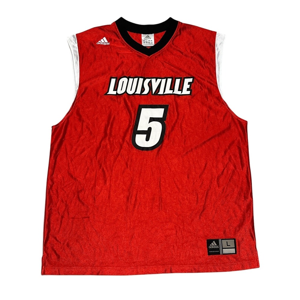 University Of Louisville Cardinals Adidas #5 Red Jersey SizeL 100%Nylon Go Cards